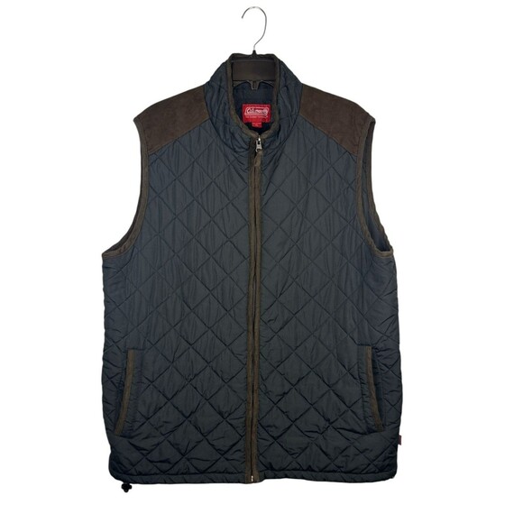 Coleman Zip Front Quilted Vest Men’s Size XL Black Brown Faux Suede  Outdoor - Picture 1 of 7